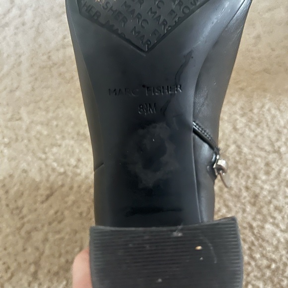 Black, pointed toe, heeled booties. - Picture 6 of 8